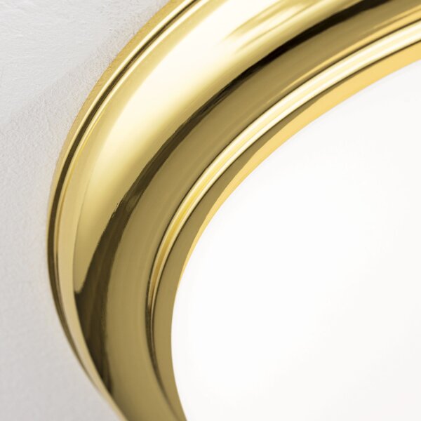 Deckenleuchte Metall Glas rund Ø 48 cm in Gold Weiß E27