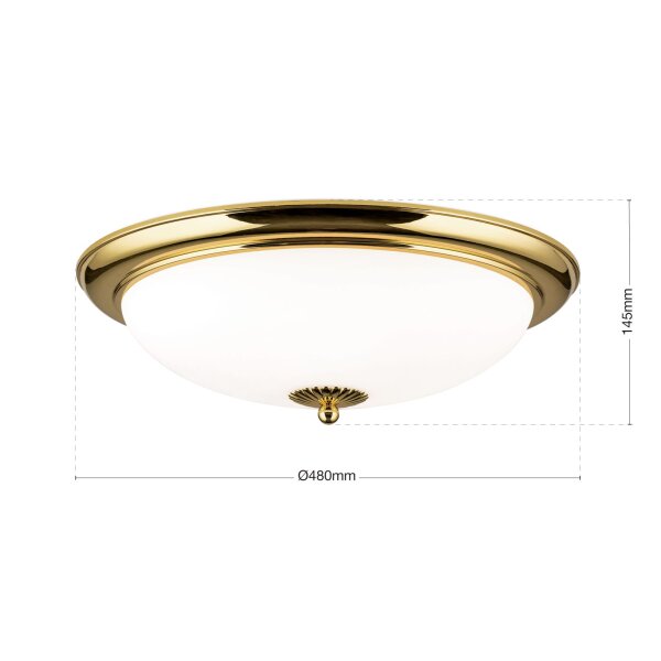 Deckenleuchte Metall Glas rund Ø 48 cm in Gold Weiß E27