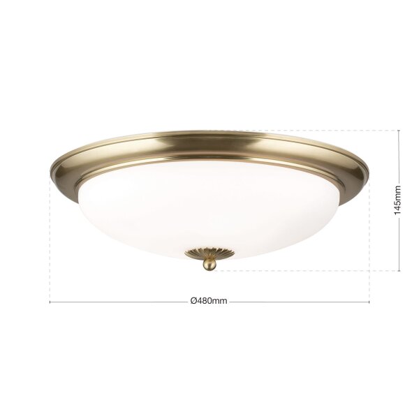 Deckenleuchte Metall Glas Ø 48 cm rund E27 3-flammig