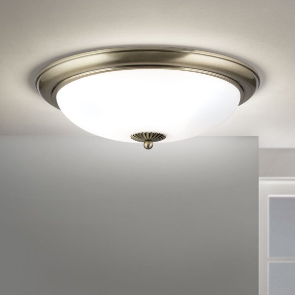Deckenleuchte Metall Glas E27 rund D: 48 cm 3-flammig