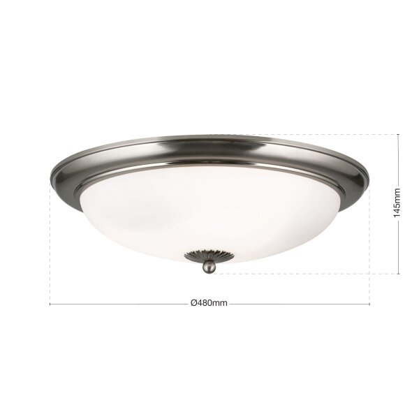 Deckenlampe Metall Glas E27 Ø 48 cm rund 3-flammig