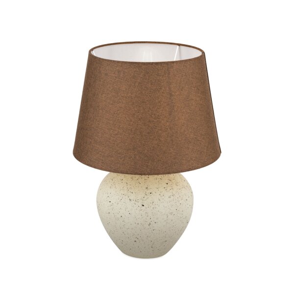 Nachttischleuchte Keramik Stoff E27 46,5 cm Creme Braun