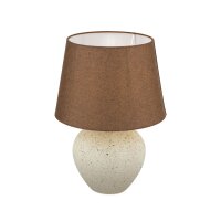 Nachttischleuchte Keramik Stoff E27 46,5 cm Creme Braun
