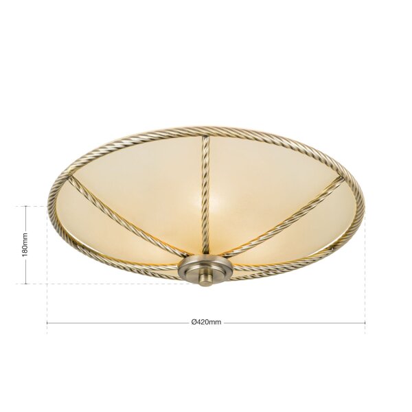 Deckenleuchte Metall Glas E27 D: 42 cm rund 3-flammig