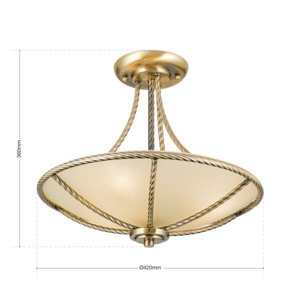 Deckenleuchte Metall Glas E27 Ø 42 cm 3-flammig rund