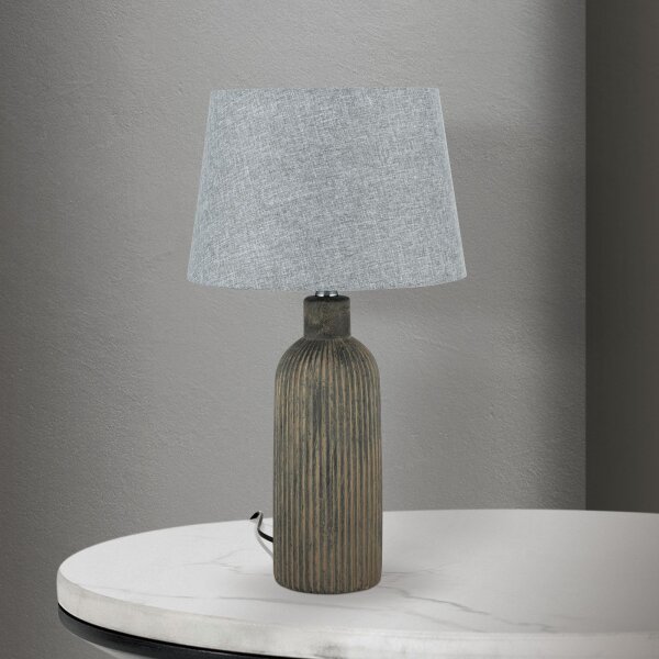 Nachttischlampe Keramik Stoff E27 56 cm Braun Grau