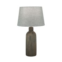 Nachttischlampe Keramik Stoff E27 56 cm Braun Grau