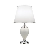 Tischleuchte Keramik Stoff E27 48 cm Weiß Chrom HELENA