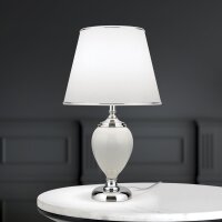 Tischleuchte Keramik Stoff E27 48 cm Weiß Chrom HELENA