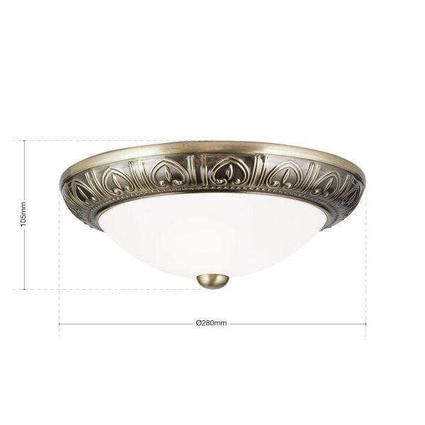 Deckenleuchte Glas Metall G9 rund D: 28 cm 2-flammig