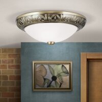 Deckenleuchte Glas Metall G9 rund D: 28 cm 2-flammig