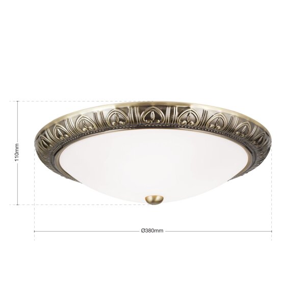 Deckenleuchte Metall Glas Ø 38 cm rund in Bronze Weiß