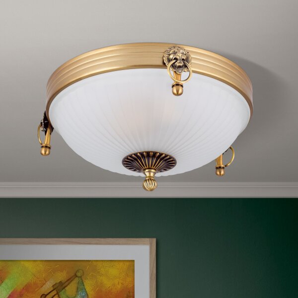 Deckenlampe Metall Glas E27 rund D: 31 cm 2-flammig