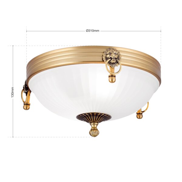 Deckenlampe Metall Glas E27 rund D: 31 cm 2-flammig