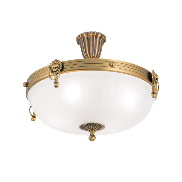 Deckenlampe Metall Glas D: 43 cm rund in Bronze Weiß