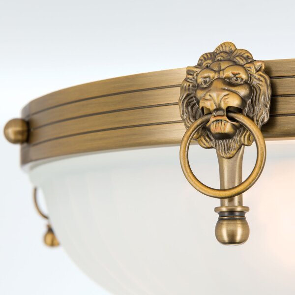 Deckenlampe Metall Glas D: 43 cm rund in Bronze Weiß