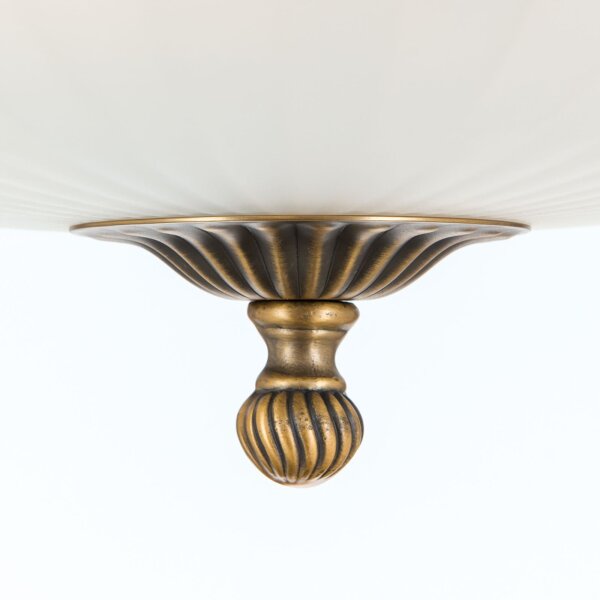 Deckenlampe Metall Glas D: 43 cm rund in Bronze Weiß
