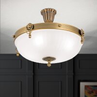Deckenlampe Metall Glas D: 43 cm rund in Bronze Weiß