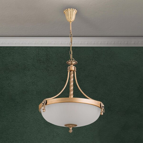 Pendelleuchte Metall Glas E27 42 cm breit 3-flammig