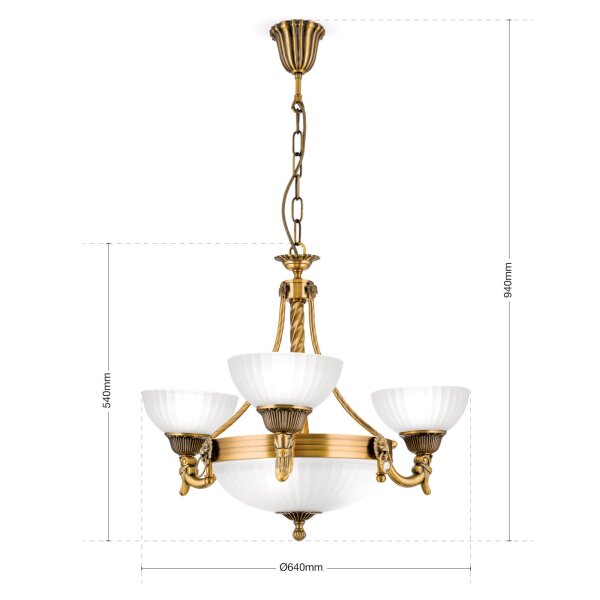 Kronleuchter Metall Glas E27 B: 64 cm H: 94 cm