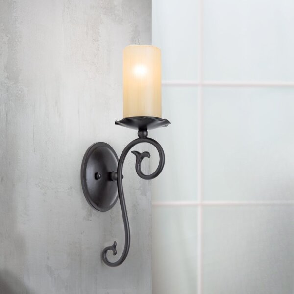 Wandlampe Metall Glas E14 37 cm hoch Antik Weiß MATHIAS