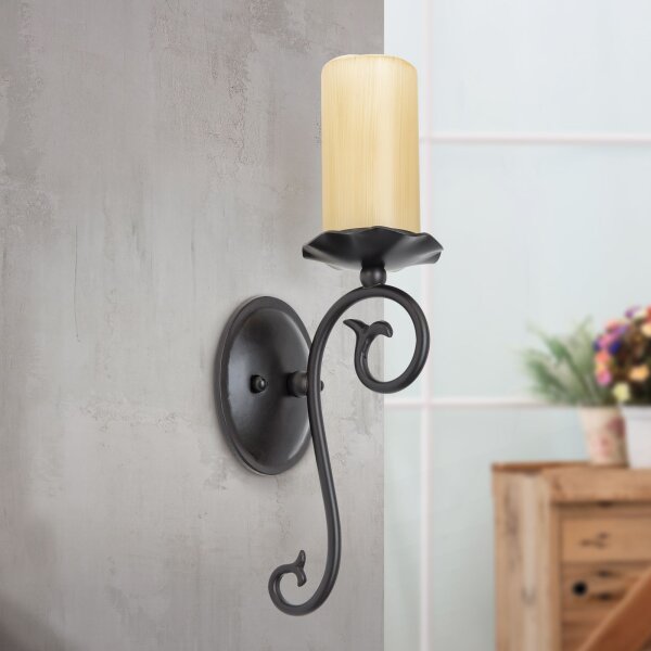Wandlampe Metall Glas E14 37 cm hoch Antik Weiß MATHIAS