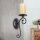 Wandlampe Metall Glas E14 37 cm hoch Antik Weiß MATHIAS