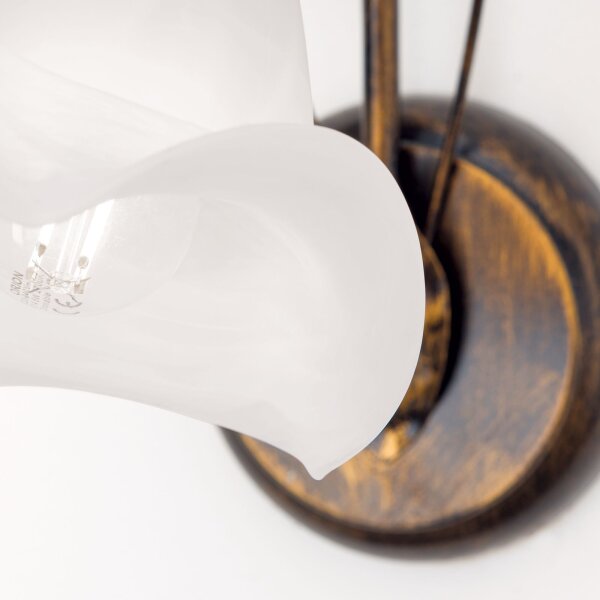 Wandlampe Metall Glas H: 21 cm Shabby Antik Weiß E14