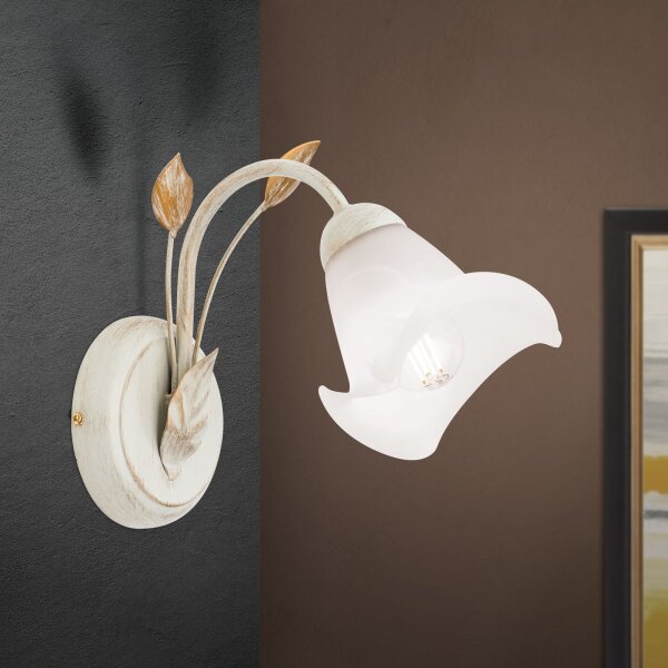 Wandlampe Glas Metall E14 21 cm hoch Landhaus Stil