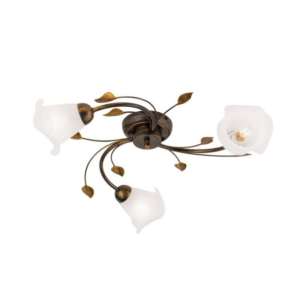 Deckenlampe Metall Glas B: 60 cm Shabby Antik Weiß E14