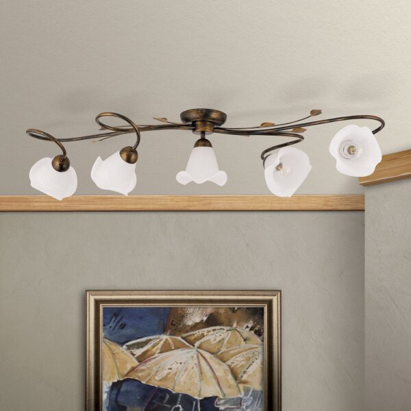 Deckenlampe Glas Metall E14 Shabby Antik Weiß