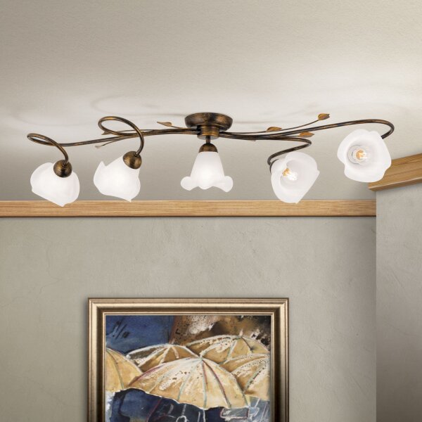 Deckenlampe Glas Metall E14 Shabby Antik Weiß