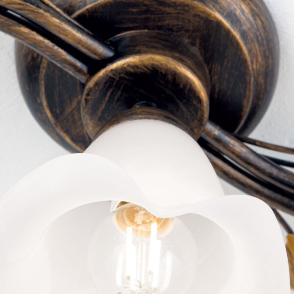Deckenlampe Glas Metall E14 Shabby Antik Weiß