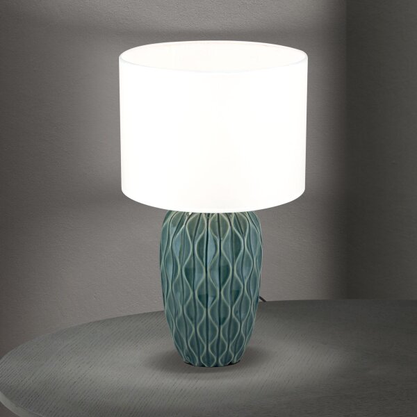 Nachttischlampe Keramik Stoff E27 49,5 cm hoch Modern
