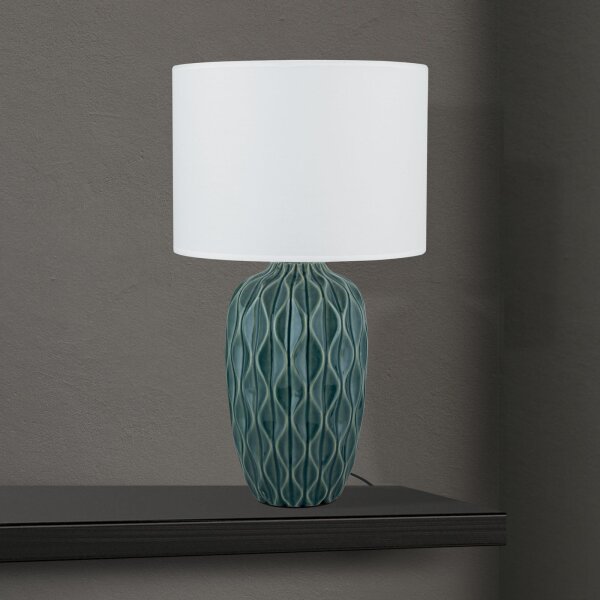 Nachttischlampe Keramik Stoff E27 49,5 cm hoch Modern