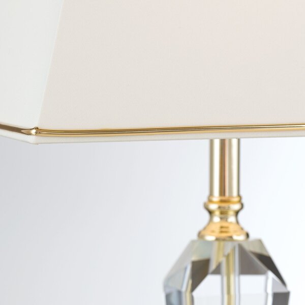 Tischlampe Metall Stoff 57 cm in Klar Creme Gold E27