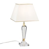 Tischlampe Metall Stoff 57 cm in Klar Creme Gold E27