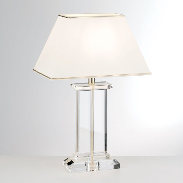 Tischleuchte Metall Stoff E27 55 cm in Klar Creme Gold
