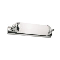 Wandleuchte Echt-Messing Glas 27,5 cm breit Chrom Weiß