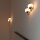 Wandlampe Messing massiv Glas 32 cm hoch E27 2-flammig