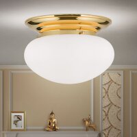 Deckenleuchte Messing Glas E27 D: 33 cm rund 2-flammig