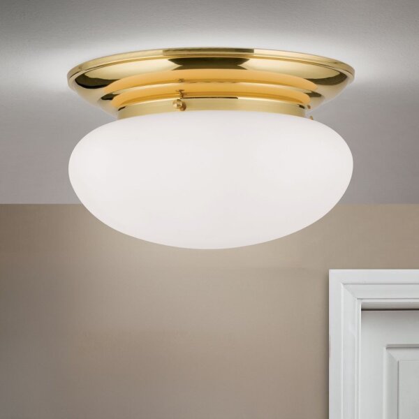 Deckenleuchte rund Ø 40 cm 2x E27 Messing Glas