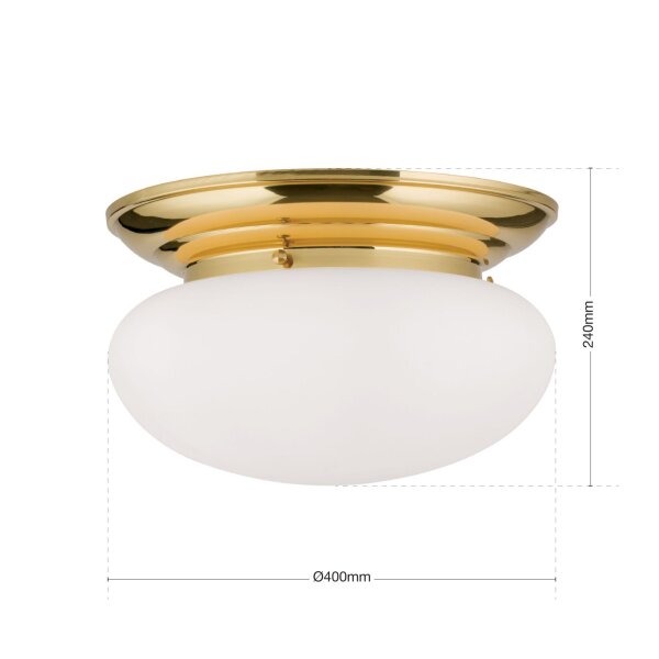 Deckenleuchte rund Ø 40 cm 2x E27 Messing Glas