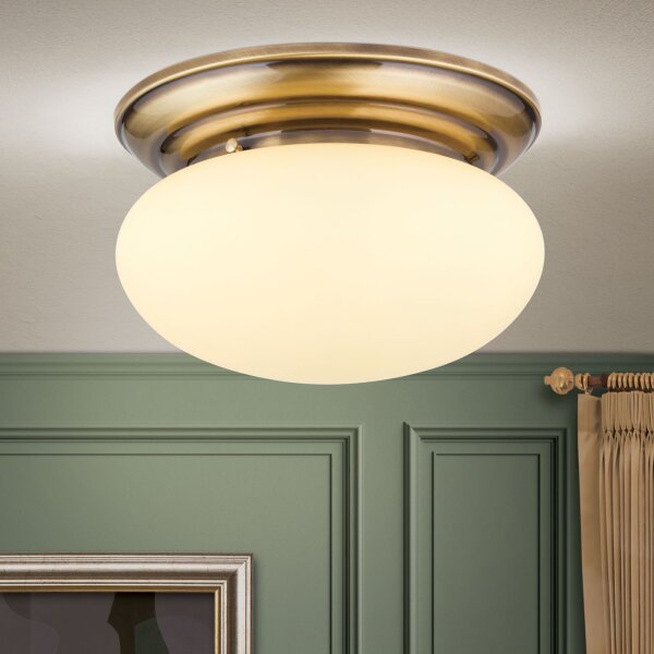 Deckenlampe Messing Glas E27 rund Ø 40 cm 2-flammig