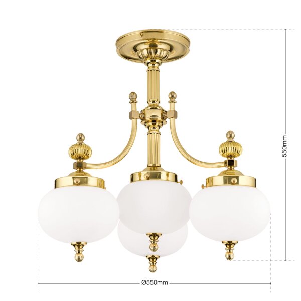 Deckenlampe Messing Glas E27 B: 55 cm 4-flammig VIKTOR