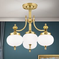 Deckenlampe Messing Glas E27 B: 55 cm 4-flammig VIKTOR