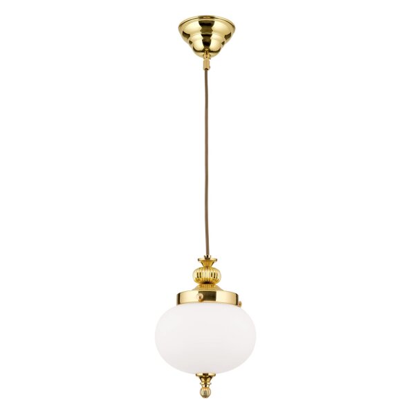 Hängeleuchte Messing massiv Glas E27 D: 18 cm rund