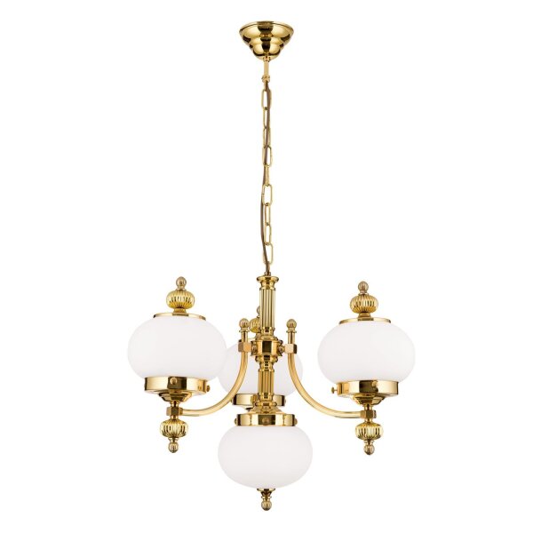 Kronleuchter Echt-Messing Glas E27 55 cm breit VIKTOR