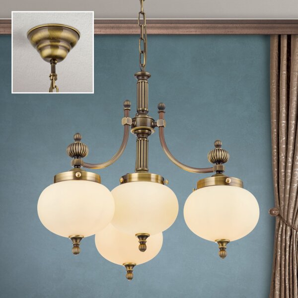 Pendelleuchte Glas Messing E27 B: 55 cm H: 122 cm