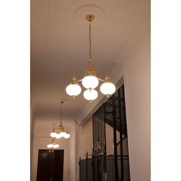 Pendelleuchte Glas Echt-Messing E27 58 cm breit